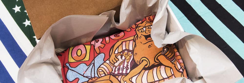 photo of t-shirt delivery box